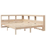 Легло с етажерка за книги, без матрак, 140x200 см, бор масив