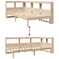 Легло с рафтове за книги, без матрак, 90x200 см, бор масив