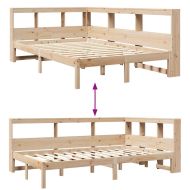 Легло с етажерка за книги, без матрак, 120x190 см, бор масив