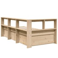 Легло с рафтове за книги, без матрак, 100x200 см, бор масив