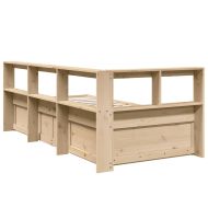 Легло с рафтове за книги, без матрак, 90x200 см, бор масив