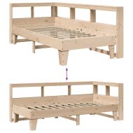 Легло с рафтове за книги, без матрак, 100x200 см, бор масив