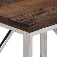 Конзолна маса, сребриста, инокс и дърво от траверси масив