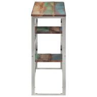 Конзолна маса сребриста неръждаема стомана и регенерирано дърво