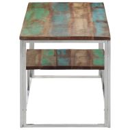 Кафе маса, сребриста, инокс и регенерирано дърво масив