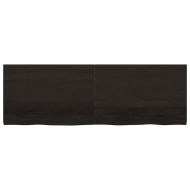Стенен рафт тъмнокафяв 180x60x(2-4) см обработен масивен дъб