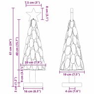 Коледно дърво с поставка Кафяво 60 cm Тиково дърво масив
