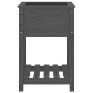 Плантер с рафт, сив, 54x54x81 см, борово дърво масив