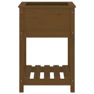 Плантер с рафт, меденокафяв, 54x54x81 см, борово дърво масив