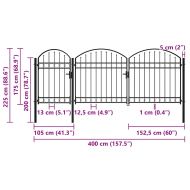Градинска порта с арковидна горна част стомана 2,25x4 м черна