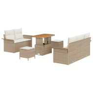 Градински Софа Комплект с възглавница 8 pcs Бежов и кремав