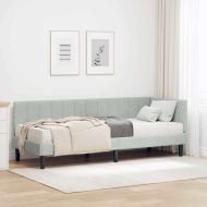 Ъглова рамка за легло с матрак Светлосиво 80 x 200 cm Кадифе