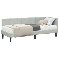 Ъглова рамка за легло с матрак Светлосиво 80 x 200 cm Кадифе