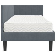 Ъглова рамка за легло с матрак Тъмносив 80 x 200 cm Кадифе