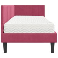 Ъглова рамка за легло с матрак виненочервен 80 x 200 cm Кадифе
