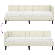 Ъглова рамка за легло с матрак Крем 80 x 200 cm Кадифе