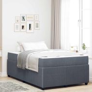 Рамка за легло с матрак Тъмен сив 120 x 190 cm текстил