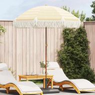 Плажен чадър Жълт и бял Ø 160 x 195 см Стомана