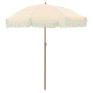 Плажен чадър Жълт и бял Ø 160 x 195 см Стомана