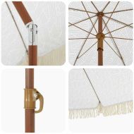 Плажен чадър Сив и бял Ø 160 x 195 см Стомана