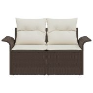 Градински диван с възглавница Кафяво 141 x 62 x 69cm полиратан