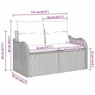 Градински диван Черно 121 x 62 x 69см полиратан