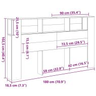Табла за легло Черен дъб 180 x 18.5 x 102.5 см Инженерно дърво