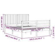 Рамка за легло с табла, 160х200 см, масивно дърво