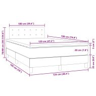 Боксспринг легло с матрак и LED сиво 120x190 см изкуствена кожа