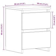 Нощен шкаф 2 pcs Черен дъб 30 x 30 x 40 cm Инженерно дърво