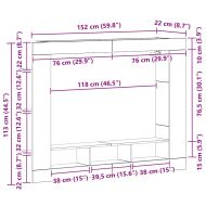 ТВ шкаф дъб артизан 152 x 22 x 113 см Инженерно дърво