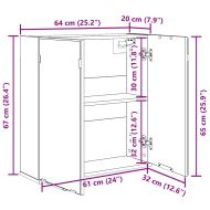 Огледален шкаф за баня с рафт с врата Черен дъб 64 x 20 x 67 см
