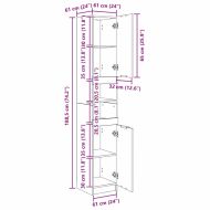 Шкаф за баня Черен дъб 61 x 61 x 188.5 см Инженерно дърво