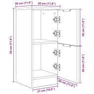 Служебен шкаф 2 pcs Черен дъб 30 x 30 x 70 см Инженерно дърво