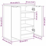 Шкаф за обувки Черния дъб 59 x 35 x 70 см Инженерно дърво