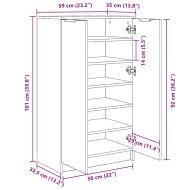 Шкаф за обувки Черния дъб 59 x 35 x 100 см Инженерно дърво