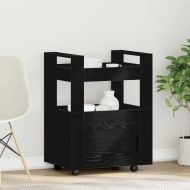 Кухненска количка Черен дъб 60 x 45 x 80 см Инженерно дърво