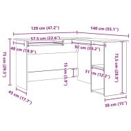 Ъглово бюро Черния дъб 120 x 140 x 75 см Инженерно дърво