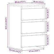 Нощен шкаф Черен дъб 40 x 35 x 62.5 см Инженерно дърво