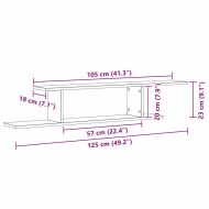 Стенен телевизионен рафт с рафт Черния дъб 125 x 18 x 23 см