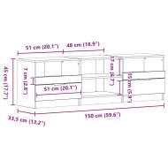ТВ шкаф Черния дъб 150 x 33,5 x 45 см Инженерно дърво