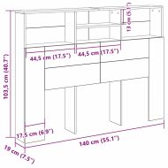 Табла за легло Черния дъб 140 x 19 x 103,5 cm Инженерно дърво