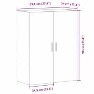 Стенно монтиран шкаф Черния дъб 69,5 x 34 x 90 см