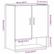 Стенно монтиран шкаф Черния дъб 60 x 31 x 70 см Инженерно дърво