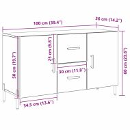 Служебен шкаф Черен дъб 100 x 36 x 60 см Инженерно дърво