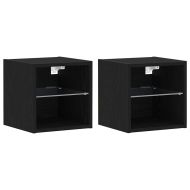 Комплект ТВ шкаф 2 pcs Черно 30 x 28,5 x 30 см Инженерно дърво