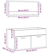 Комплект мебели за баня 2 pcs Черния дъб Инженерно дърво