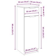 Шкаф за баня с рафт Черен дъб 32 х 34 х 90 см Инженерно дърво