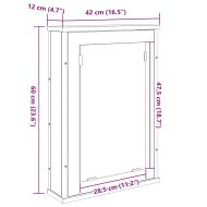 Шкаф с огледало за баня Кафяво 42 x 12 x 60 см Инженерно дърво