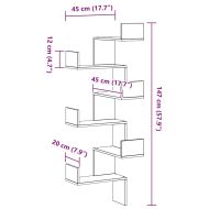 Ъглов стенен рафт Черен дъб 45 x 45 x 147 см Инженерно дърво
